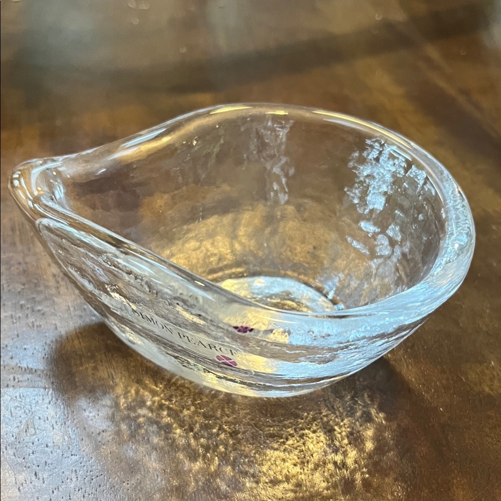 Simon Pearce handmade glass teardrop jewlrey dish